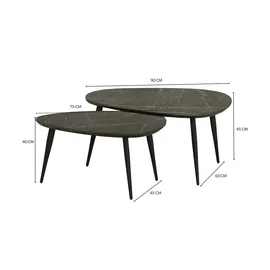 Uno Couchtisch 2er Set ¦ grau