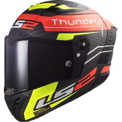 LS2 FF805 Thunder Black Attack Carbon Helm, rot-gelb, Größe S