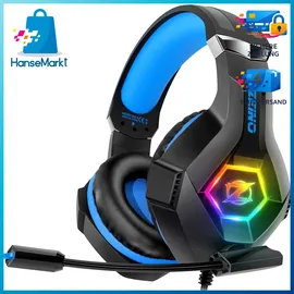 ozeino Gaming Headset for Xbox Ps4 Ps5 PC, Ps4 Headset with Microphone 3D Surround Sound Headphones Noise Cancelling RGB Lights