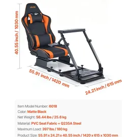 Vevor Lenkradständer, Simulator-Cockpit mit Doppelschienen-Doppelarm, passend für Logitech G25, G27, G29, G920, G923, Thrustmaster T300RS, TX F45... - Schwarz