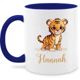 Tasse Tassen 325ml - Tiger mit Namen - Zootiere Tiermotiv - 325 ml - Dunkelblau - tigermotiv personalisierte name tiger, personalisieren und motiv geschenke