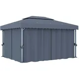 vidaXL Pavillon 4 x 3 m inkl. 4 Seitenteile Anthrazit