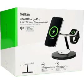 Belkin BOOST CHARGE Pro 3-in-1 Wireless Charger, Qi2 15W, black – Schwarz