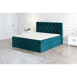 a&j möbelland gmbh Boxspringbett EIRIK 120 x 200 mit 2 Bettkästen, Bonell-Matratze und Topper. Farbe: Grün - Grün