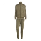 adidas Herren Basic 3-Streifen Fleece Trainingsanzug, XL, Olive Strata, XL