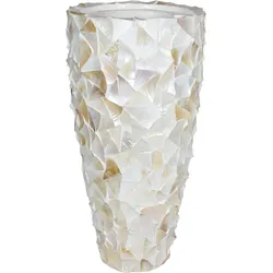Muschel Pflanzgefäß hoch 50/96 cm perlmutt weiß