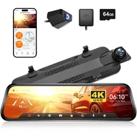WOLFBOX G930 10'' Rückspiegel Kamera mit 5.8GHz WiFi, 4K Dash Cam Vorne und Hinten mit WDR, Touchscreen Rückspiegel Rückfahrkamera, Parking Monitor, Reverse Assist, Inklusive 64GB Karte & GPS