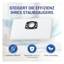 Vioks Set 4x Filterbeutel Vlies passend wie Kärcher 2.863-006.0 für WD Staubsauger