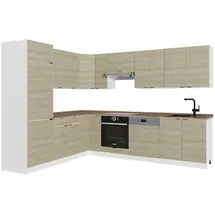 Vicco Winkelküche Fame-Line L-Form 227 x 287 cm Eiche/Weiß