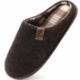 COFACE Hausschuhe Herren Filz Warme Bequem Männer Pantoffeln mit Anti-Rutsch Gummisohle für Drinnen und Draussen Dunkel Braun Größe 42 - 42 EU