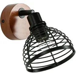Licht-Erlebnisse Wandstrahler BAGDON Holz Metall Retro Design E14 verstellbare Wandlampe Jugendzimmer Wohnzimmer, AD111-20-62