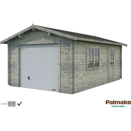 PALMAKO AS Blockbohlen-Garage, BxT: 360 x 550 cm (Außenmaße), Holz - grau