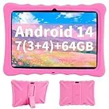 Veidoo Kinder-Tablet – 25,7 cm (10,1 Zoll) IPS-Augenpflege-Bildschirm, 7 GB (3 + 4) RAM, 64 GB ROM 512 GB erweiterbar, Dual-Kamera, WiFi 6, Octa-Core-Kindersicherungs-Tablet mit Silikon-Schutzhülle
