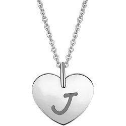 Ketten-Anhänger ONE ELEMENT "Herz mit Gravur J Buchstaben Anhänger aus 333 Weißgold", silber, Schmuckanhänger, Damen, J, Weißgold 333, Damen Gold Schmuck Herz mit Gravur J