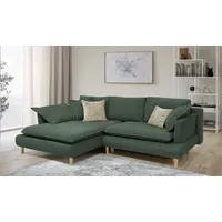 Collection AB Mandela L-Form", grün (flaschengrün), B:264cm H:94cm T:184cm, 100% Polyester, Sofas, Ecksofa, mit Bettfunktion Bettkasten