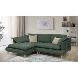 Collection AB Mandela L-Form", grün (flaschengrün), B:264cm H:94cm T:184cm, 100% Polyester, Sofas, Ecksofa, mit Bettfunktion Bettkasten