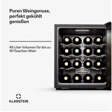 Klarstein Weinkühlschrank Sillent Vino 16 bottle uno, für 16 Standardflaschen á 0,75l,Wein Flaschenkühlschrank Weintemperierschrank Weinschrank Kühlschrank schwarz