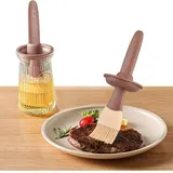 Ccykxa - 1 Stück 200 ml Olivenölflasche aus Glas mit Silikon-Küchenpinsel, Saucenpinsel, hitzebeständig, für Gebäck, Grillen, Kochen,