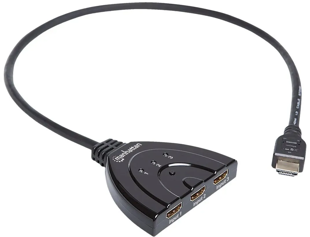 IC INTRACOM MANHATTAN 1080p 3-Port HDMI-Switch integriertes Kabel sw HDMI-Kabel