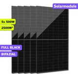 Jolywood 5x 500W Glas-Glas Photovoltaik Solarmodul Solarpanel FullBlack bifazial