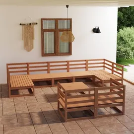 vidaXL 10-tlg. Garten-Lounge-Set Massivholz Kiefer - Braun