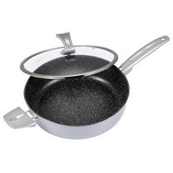 Neuetischkultur Schmorpfanne Schmorpfanne mit Deckel 28 cm Metallic Silver, Aluminium (Stück, 1-tlg), Servierpfanne Induktion silberfarben