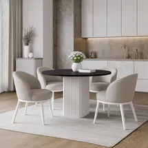 design möbel Beistelltisch CUBO Ø100 cm Metalltisch Wohnzimmertisch WEIß/SCHWARZ