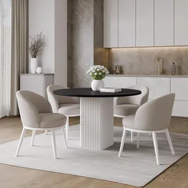 design möbel Beistelltisch CUBO Ø100 cm Metalltisch Wohnzimmertisch WEIß/SCHWARZ