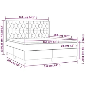 vidaXL Boxspringbett mit Matratze Hellgrau 160x200 cm Stoff