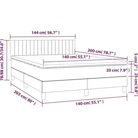 vidaXL Boxspringbett mit Matratze Dunkelgrau 140x200 cm Stoff
