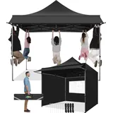 COBIZI Pavillon 3x3 Wasserdicht Stabil Winterfest mit Markisen und Seitenwänden,UV Schutz 50+ Popup Faltpavillon Partyzelt Pavillon Faltbar für Garten Camping Strand Hochzeit(3 mal 3m Schwarz)