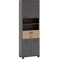 Hochschrank SCHILDMEYER "Katta, Breite 59 cm", schwarz (anthrazit, akustikprint), B:59,8cm H:180,9cm T:32,6cm, FSC-zertifizierter Holzwerkstoff, Schränke, Schubladenfronten mit Akustikprint