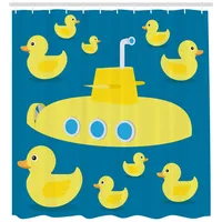 ABAKUHAUS Duschvorhang Ente Gelbes U-Boot 175 x 180 cm