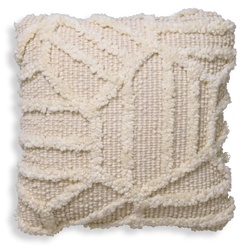 Casa Padrino Luxus Kissen Elfenbein 50 x 50 cm - Handgewebtes Deko Woll Kissen - Quadratisches Zierkissen - Wohnzimmer Dekoration - Luxus Deko Accessoires - Luxus Qualität