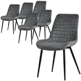 ML-Design Esszimmerstühle 6Er Set Anthrazit Sitzfläche aus Samt mit Rückenlehne