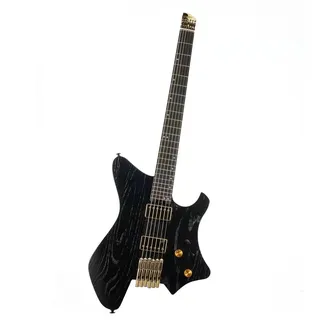 EART GW2-Pro Headless E-Gitarre, fester Steg für Reisen, geröstete Esche, solider Korpus, Wengehals, Trans White/Natural/Solid Black (GD)
