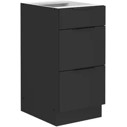 Küchen Unterschrank 40 cm SIENA Schwarz Vollauszug Soft-Close Küche Küchenzeile