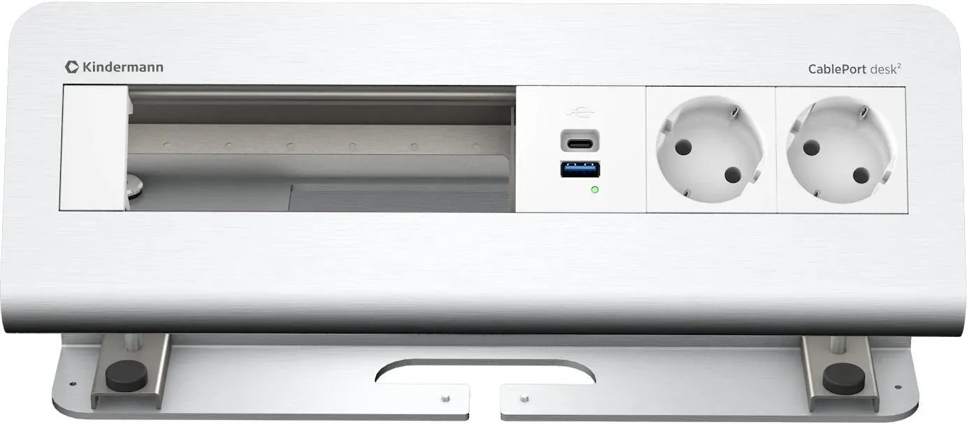 Kindermann CablePort desk2 6-fach - 2x Schuko + USB-A/C-Charger (QC3.0 + PD3.0) ...