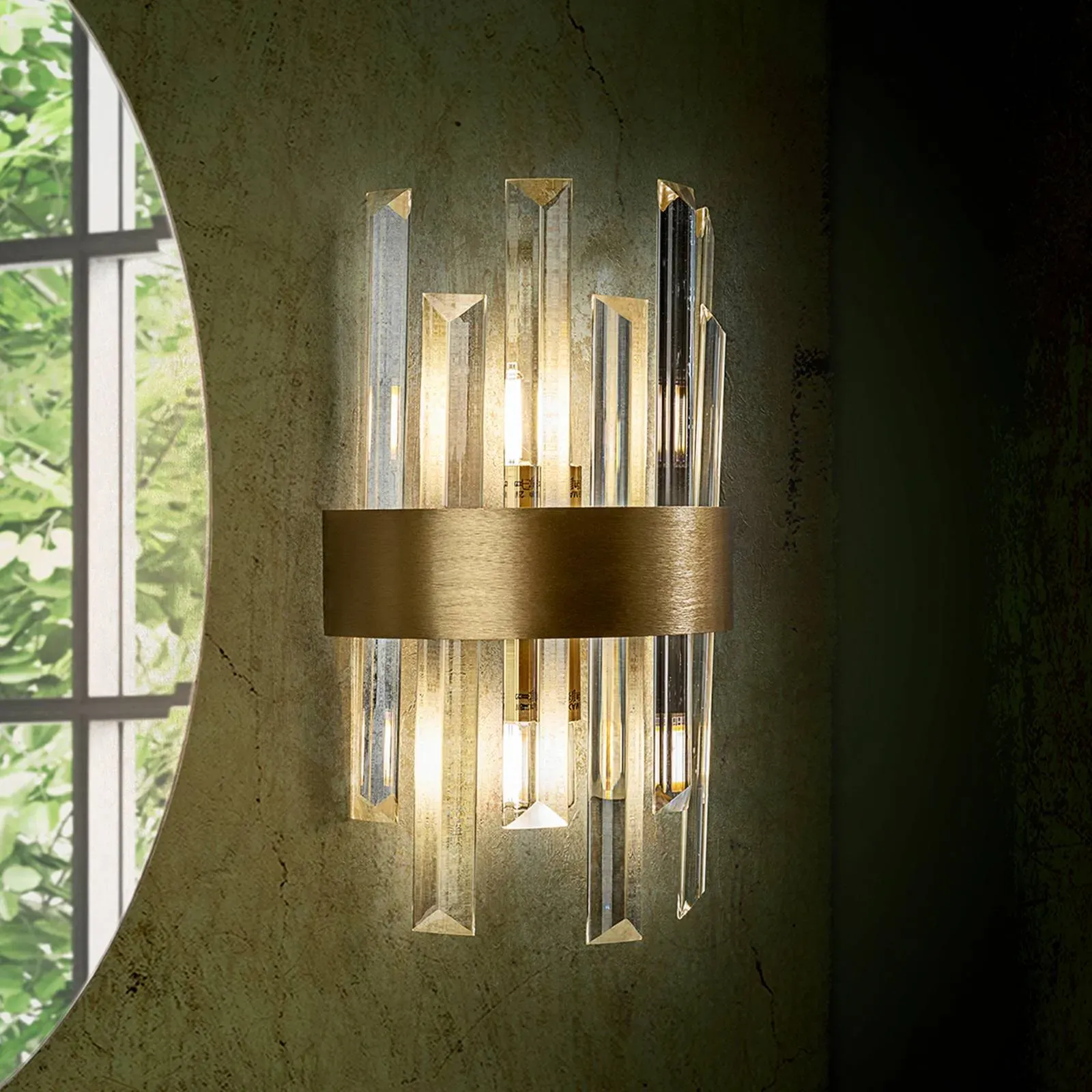 Schuller Valencia Wandlampe Grace, messing / gold, für Wohn- / Esszimmer, Glas, LED Wandleuchte, Wandlampe Innen - 9 cm - 18 cm - 30 cm