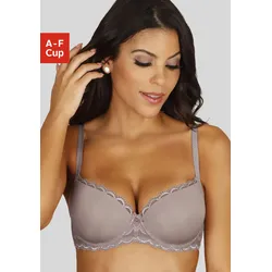 Schalen-BH LASCANA "Evita", Damen, Gr. 90, Cup A, beige (sand), Microtouch, Spitze, Obermaterial: 90% Polyamid, 10% Elasthan, feminin, BHs, mit feiner Spitzenborte, Dessous