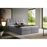Fun Möbel Boxspringbett Schlafzimmerbett MARTIM PREMIUM 160x200cm Stoff Fresh Grau - Grau