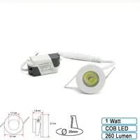 Energmix Mini LED Einbauleuchte1 Watt inkl.Trafo weiß rund Durchmesser