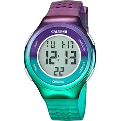 Chronograph CALYPSO WATCHES "Color Splash, K5841/2", rot (lila, petrol), Armbanduhren, Damen, Armbanduhr, Quarzuhr, Damenuhr, Herrenuhr, digital, Stoppfunktion