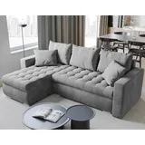 bromarkt Ecksofa LUIS L-Form mit Schlaffunktion moderne Schlafcouch mit Bettkasten Eckcouch - Hellgrau