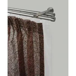 Gardinenstange GARESA "KAPPE", silber (edelstahlfarben), L:110cm Ø:16mm, Eisen, Gardinenstangen, Vorhanggarnitur, einfache Montage, verlängerbar, edelstahl optik