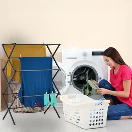 Relaxdays Klappbarer Wäscheständer 7,4 m schwarz