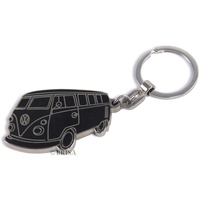BRISA VW Collection - Volkswagen Metall Schlüssel-Anhänger-Ring Schlüsselbund-Accessoire Keyholder im T1 Bulli Bus Design (Silhouette/Schwarz)