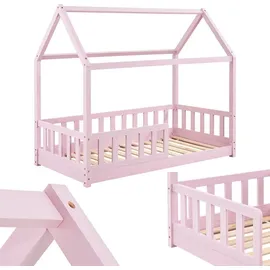 Juskys Kinderbett Marli 80 x 160 cm Kiefer massiv rosa