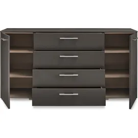 Set One by Musterring Kombikommode "Henderson", grau (graphit), B:160cm H:81cm T:42cm, Holzwerkstoff, SET ONE BY MUSTERRING, Sideboards, Kombikommode, mit 2 Türen und 4 Schubladen inkl. Selbsteinzug und Dämpfung