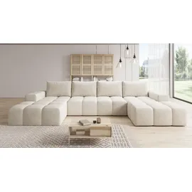 möbelfest Eckcouch Teddy-Bouclé U-Form 2-Sitzer Beige